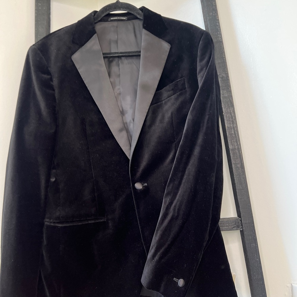 Reiss Black Velvet Tuxedo Jacket